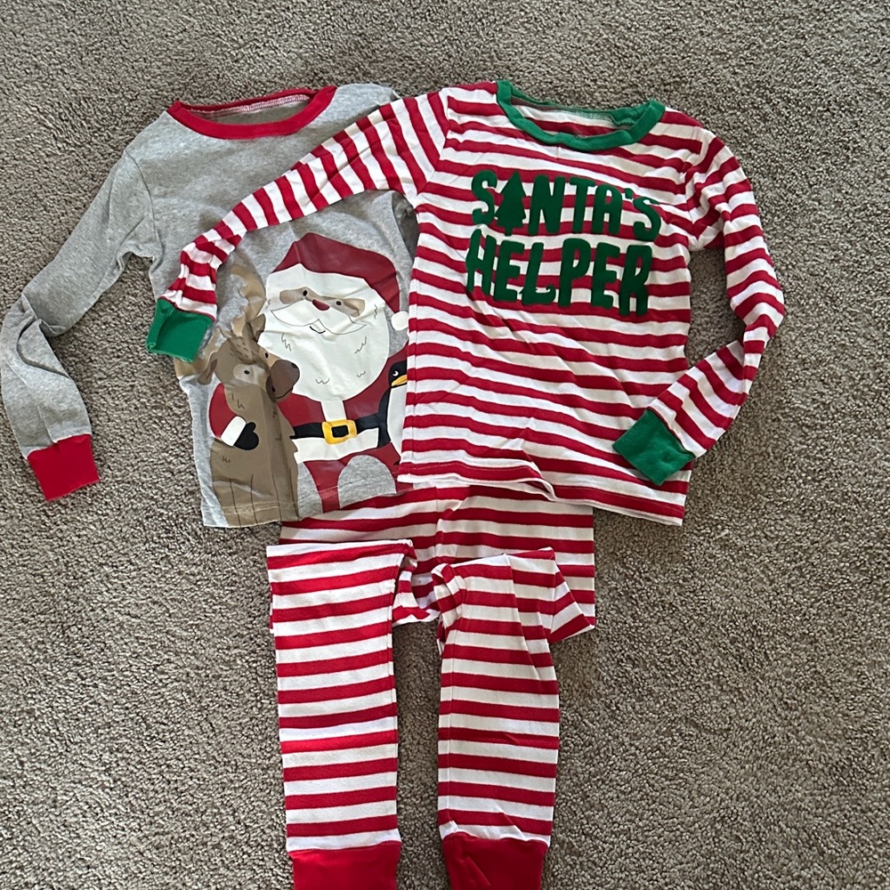 Simple Joys Red and Green Striped Kids Pajama Set